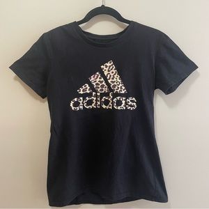 Adidas Vintage Black T-Shirt with Leopard Print Size S
